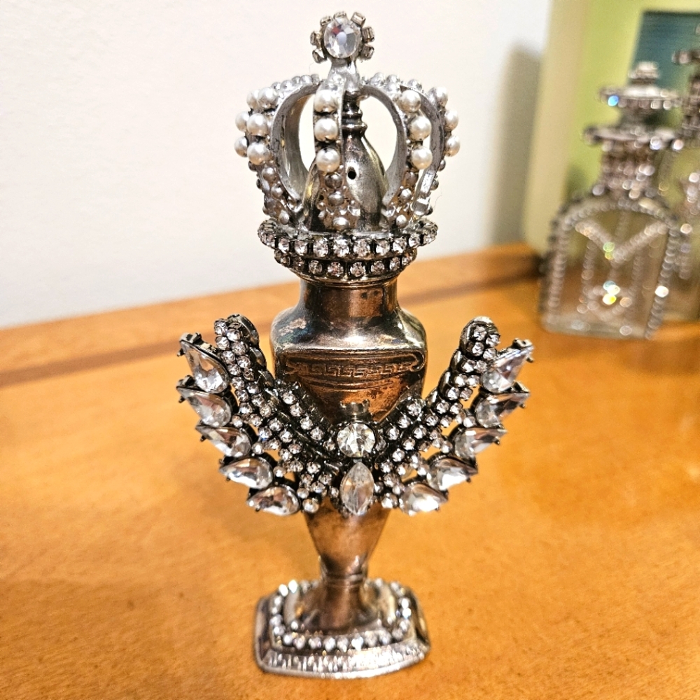 Little Silver Salt Shaker with Butterfly Wings and Crown 6"
